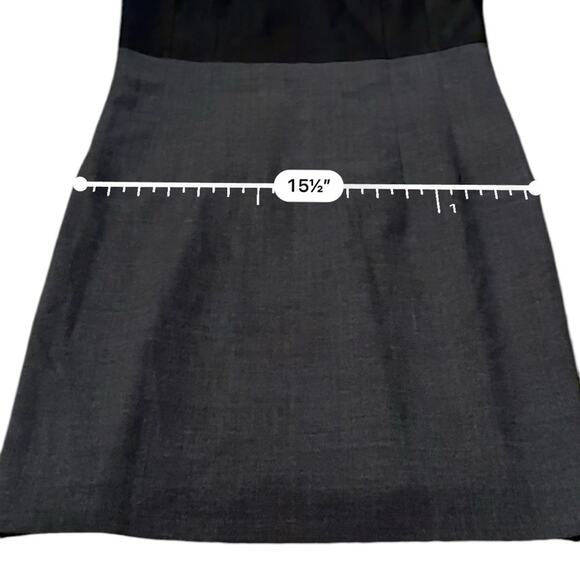 Theory Tirionne C Magistrate Charcoal & Black Leather Wool Sheath Dress Sz 6 NEW - Picture 11 of 12